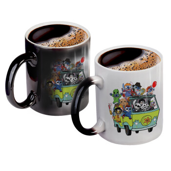 Stitch Halloween, Color changing magic Mug, ceramic, 330ml when adding hot liquid inside, the black colour desappears (1 pcs)