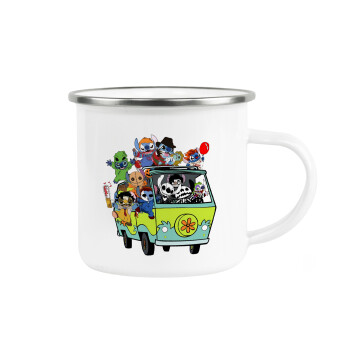 Stitch Halloween, Metallic enamel cup white 360ml