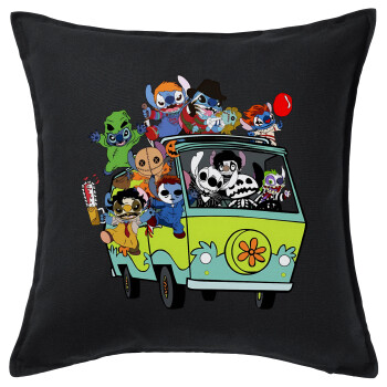 Stitch Halloween, Sofa cushion black 50x50cm includes filling