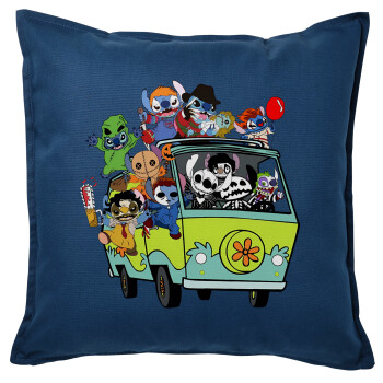 Stitch Halloween, Sofa cushion Blue 50x50cm includes filling