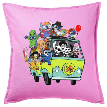 Stitch Halloween, Sofa cushion Pink 50x50cm includes filling