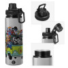 Metallic water bottle with safety cap, 850ml aluminum