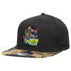 Adult Flat Snapback Hat Black/Camouflage, (100% COTTON TWILL, ADULT, UNISEX, ONE SIZE)