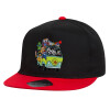 Children's Flat Snapback Hat, Black/Red (100% COTTON, CHILDREN'S, UNISEX, ONE SIZE)