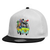 Child's Flat Snapback Hat, White (100% COTTON, CHILDREN'S, UNISEX, ONE SIZE)