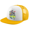 Adult Soft Trucker Hat with Yellow/White Mesh (POLYESTER, ADULT, UNISEX, ONE SIZE)