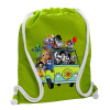 Backpack bag GYMBAG LIME GREEN, with pocket (40x48cm) & thick cords