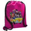 Backpack pouch GYMBAG Fuchsia, with pocket (40x48cm) & thick cords