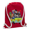 Backpack pouch GYMBAG Red, with pocket (40x48cm) & thick cords