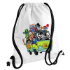 Backpack pouch GYMBAG white, with pocket (40x48cm) & thick cords