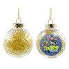 Transparent Christmas tree ball ornament with gold filling 8cm