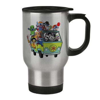 Stitch Halloween, Stainless steel travel mug with lid, double wall 450ml