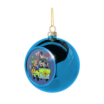 Stitch Halloween, Blue Christmas tree ball ornament 8cm