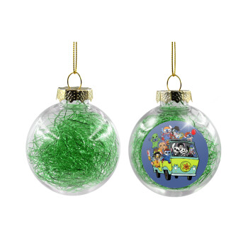 Stitch Halloween, Transparent Christmas tree ball ornament with green filling 8cm