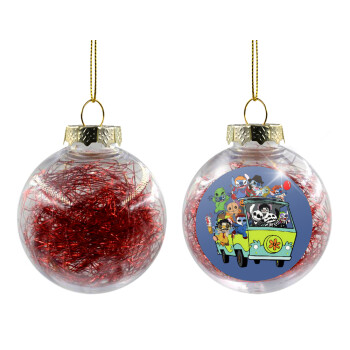 Stitch Halloween, Transparent Christmas tree ball ornament with red filling 8cm