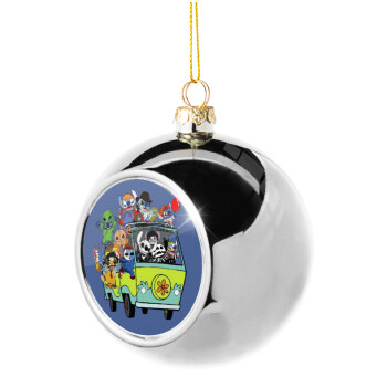 Stitch Halloween, Silver 8cm Christmas tree ball ornament