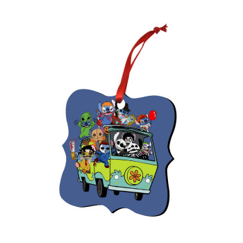 Stitch Halloween, Christmas ornament polygon wooden 7.5cm