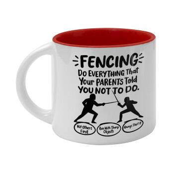 Fencing, do everything that your parents told you not to do., Κούπα κεραμική 400ml Λευκή/Κόκκινη