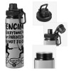 Metallic water bottle with safety cap, 850ml aluminum