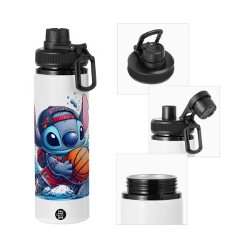 Stitch Basketball, Metal water bottle with safety cap, aluminum 850ml