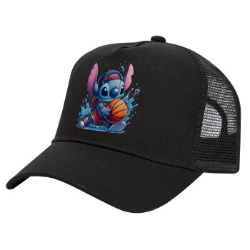 Stitch Basketball, Καπέλο Trucker με Δίχτυ, Μαύρο, (ΒΑΜΒΑΚΕΡΟ, ΠΑΙΔΙΚΟ, UNISEX, ONE SIZE)