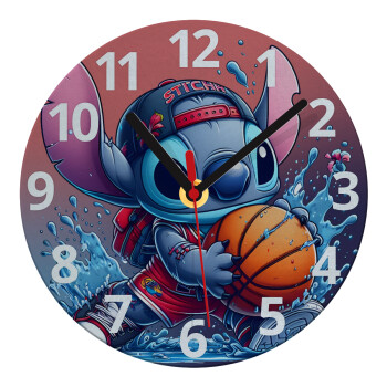 Stitch Basketball, Ρολόι τοίχου γυάλινο (20cm)