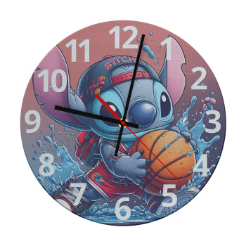 Stitch Basketball, Ρολόι τοίχου γυάλινο (30cm)