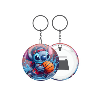 Stitch Basketball, Μπρελόκ μεταλλικό 5cm με ανοιχτήρι