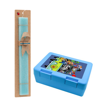 Stitch Basketball, Easter Set, children's snack container BLUE & Easter aromatic flat candle (30cm) (TURQUOISE)