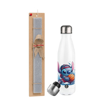 Stitch Basketball, Easter candle, metallic white thermos bottle (500ml) & aromatic flat candle (30cm) (GRAY)