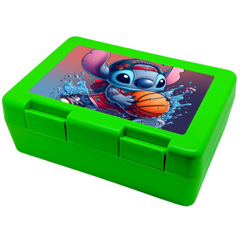 Stitch Basketball, Children's cookie container GREEN 185x128x65mm (BPA free plastic)