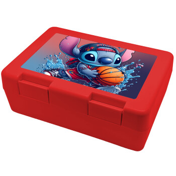 Stitch Basketball, Children's cookie container RED 185x128x65mm (BPA free plastic)