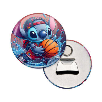 Stitch Basketball, Μαγνητάκι και ανοιχτήρι μπύρας στρογγυλό διάστασης 5,9cm