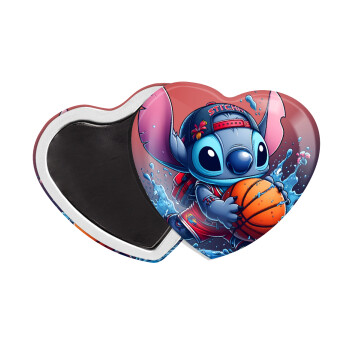 Stitch Basketball, Μαγνητάκι καρδιά (57x52mm)