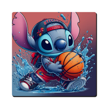 Stitch Basketball, Τετράγωνο μαγνητάκι ξύλινο 6x6cm