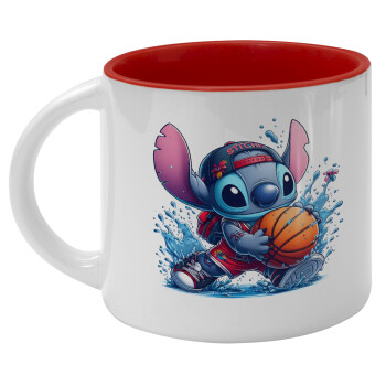 Stitch Basketball, Κούπα κεραμική 400ml Λευκή/Κόκκινη