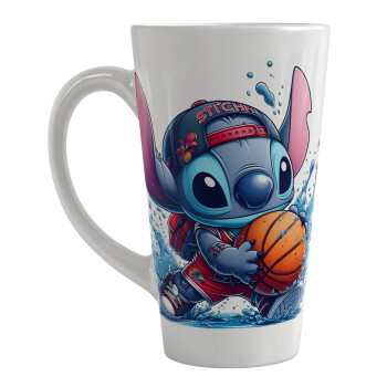 Stitch Basketball, Κούπα κωνική Latte Μεγάλη, κεραμική, 450ml