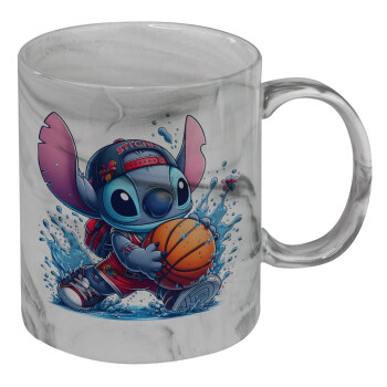 Stitch Basketball, Mug ceramic marble style, 330ml