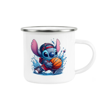 Stitch Basketball, Metallic enamel cup white 360ml