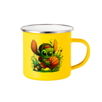 Stitch Basketball, Yellow Enamel Metallic Cup 360ml