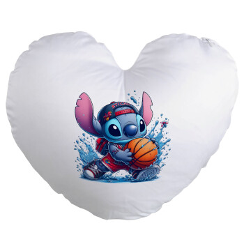 Stitch Basketball, Μαξιλάρι καναπέ καρδιά 40x40cm περιέχεται το  γέμισμα