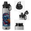 Metallic water bottle with safety cap, 850ml aluminum