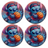 SET of 4 round wooden coasters (9cm)