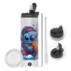 Travel Tumbler 2 Lids, with metal straw & cleaning brush (Stainless steel 304 Food grade, BPA free, 600ml)