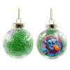 Transparent Christmas tree ball ornament with green filling 8cm