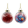 Transparent Christmas tree ball ornament with red filling 8cm