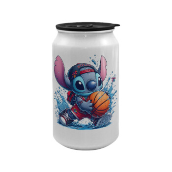 Stitch Basketball, Κούπα ταξιδιού μεταλλική με καπάκι (tin-can) 500ml