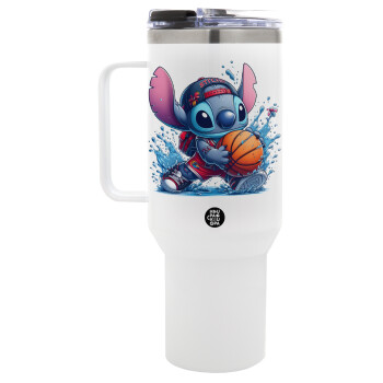 Stitch Basketball, Mega Tumbler με καπάκι, διπλού τοιχώματος (θερμό) 1,2L