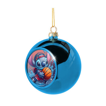 Stitch Basketball, Blue Christmas tree ball ornament 8cm