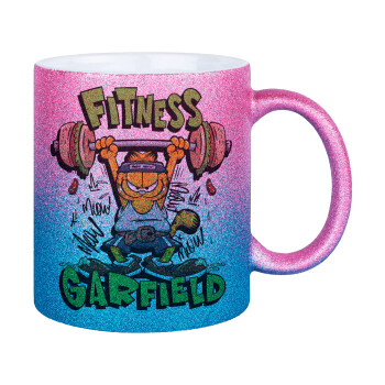 Garfield Fitness, Κούπα Χρυσή/Μπλε Glitter, κεραμική, 330ml